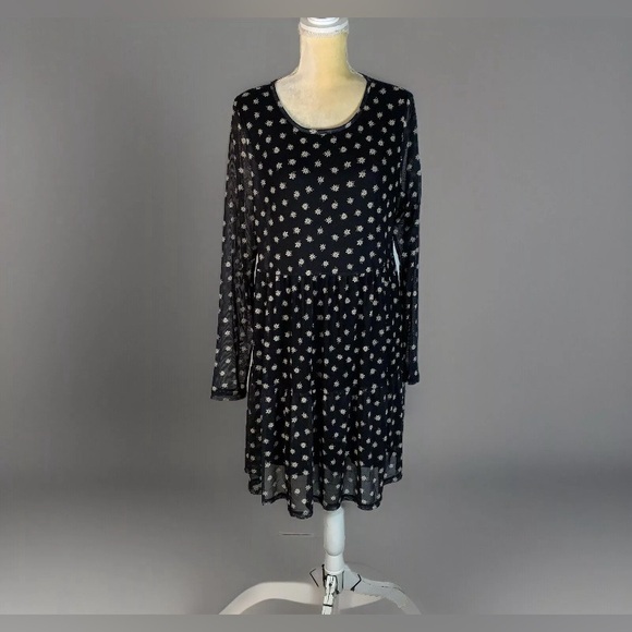 Love Fire black babydoll mesh floral dress siz XL - Picture 3 of 11